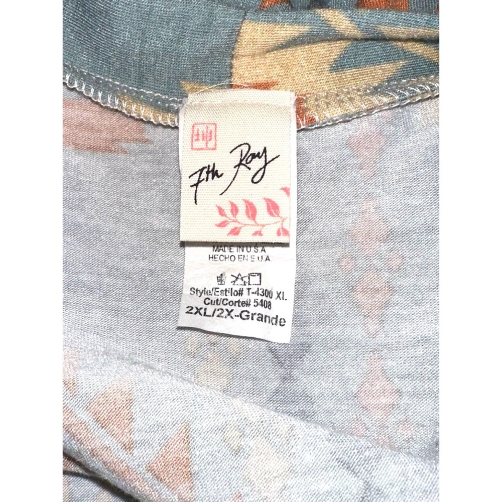7th Ray Blue/Multi long duster cardigan with an Aztec-inspired geometric print - Picture 5 of 6